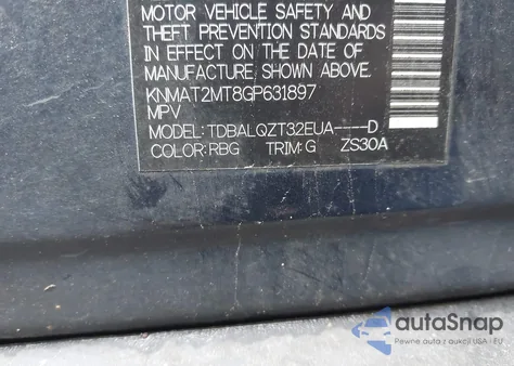 2016 Nissan Rogue Sv из США, поврежденный, VIN KNMAT2MT8GP631897